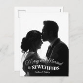 Elegant Modern Minimalist Black And White Newlywed シーズンポストカード (正面/裏面)