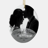 Elegant Modern Minimalist Black And White Newlywed セラミックオーナメント (右)