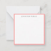 Elegant Modern Minimalist Blush Pink & White Name ノートカード (裏面)
