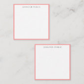 Elegant Modern Minimalist Blush Pink & White Name ノートカード (正面/裏面)