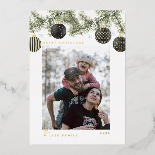 Elegant Modern Minimalist Christmas 箔シーズンカード (正面)