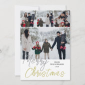 Elegant Modern Minimalist Christmas Family 4 Photo シーズンカード (正面)