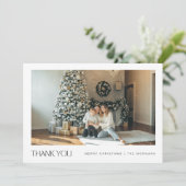 Elegant Modern Minimalist Family Photo Christmas サンキューカード (スタンド正面)