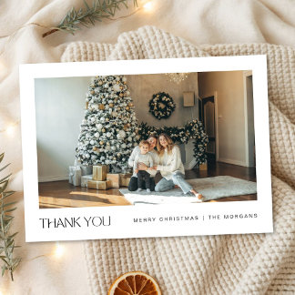 Elegant Modern Minimalist Family Photo Christmas サンキューカード