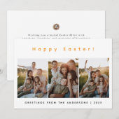 Elegant Modern Minimalist Happy Easter 3 Photo シーズンカード (正面/裏面)