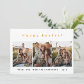 Elegant Modern Minimalist Happy Easter 3 Photo シーズンカード (スタンド正面)