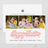 Elegant Modern Minimalist Happy Easter 3 Photo シーズンカード (正面/裏面)