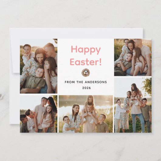 Elegant Modern Minimalist Happy Easter 5 Photo シーズンカード (正面)
