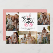 Elegant Modern Minimalist Happy Easter 5 Photo シーズンカード (正面/裏面)
