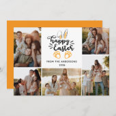 Elegant Modern Minimalist Happy Easter 5 Photo シーズンカード (正面/裏面)