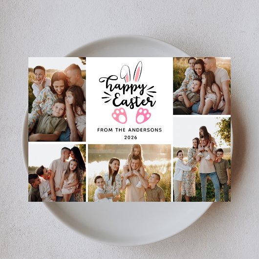 Elegant Modern Minimalist Happy Easter 5 Photo シーズンカード