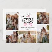 Elegant Modern Minimalist Happy Easter 5 Photo シーズンカード (正面/裏面)