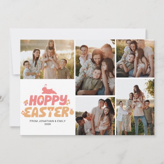 Elegant Modern Minimalist Happy Easter 5 Photo シーズンカード (正面)