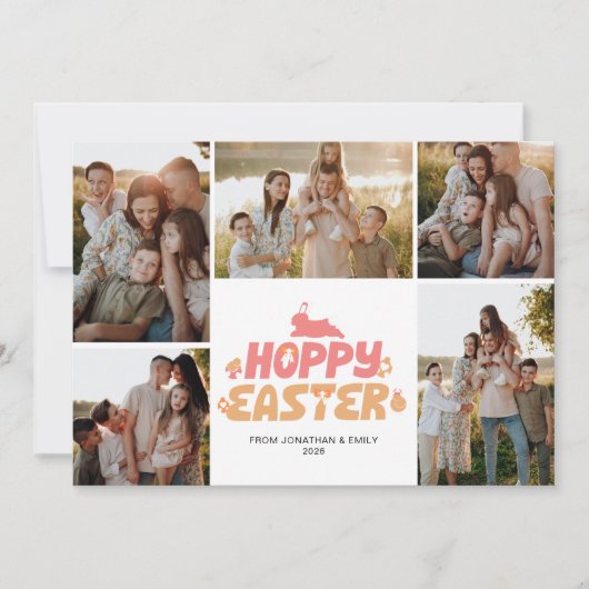 Elegant Modern Minimalist Happy Easter 5 Photo シーズンカード (正面)