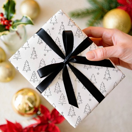 Elegant modern minimalist holly pattern ラッピングペーパーシート