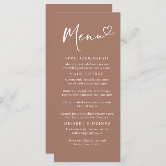 Elegant Modern Minimalist Light Brown Menu メニュー (正面/裏面)