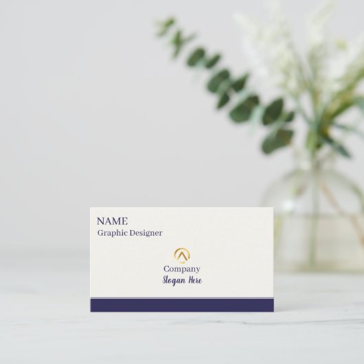 Elegant Modern Minimalist Navy Blue Cream Pearl 名刺 (スタンド正面)