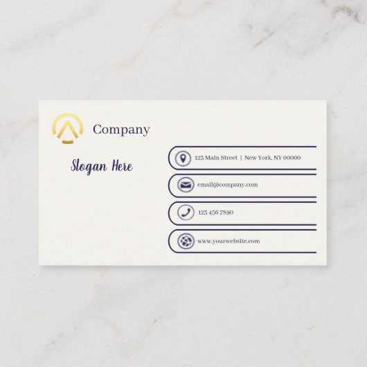 Elegant Modern Minimalist Navy Blue Cream Pearl 名刺 (裏面)