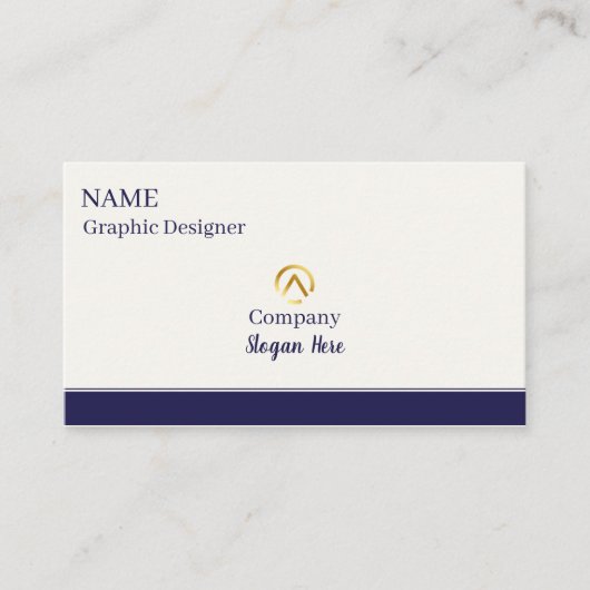 Elegant Modern Minimalist Navy Blue Cream Pearl 名刺 (正面)