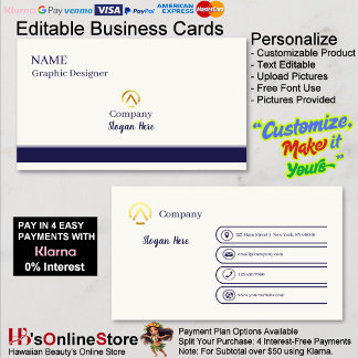 Elegant Modern Minimalist Navy Blue Cream Pearl 名刺