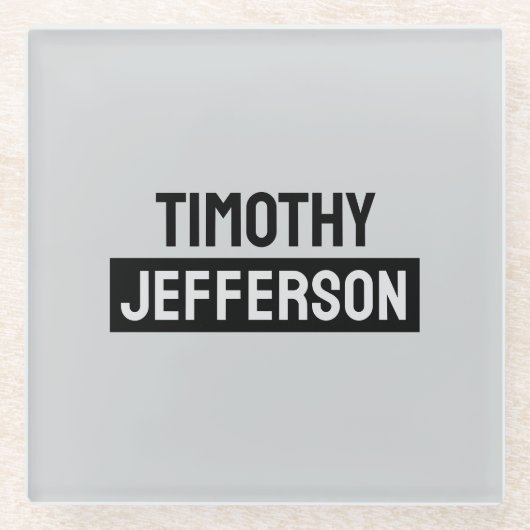 Elegant Modern Minimalist Own Name ガラスコースター (正面)