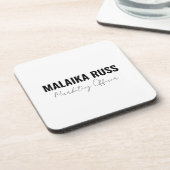 Elegant Modern Minimalist Personalized Name Design コースター (左側)