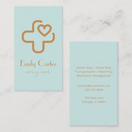 Elegant Modern Minimalist Professional Caregiver  名刺 (正面/裏面)