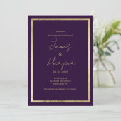 Elegant modern minimalist purple gold Wedding 招待状 (スタンド正面)