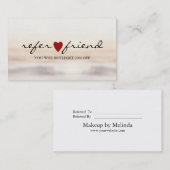 Elegant Modern Minimalist Red Heart Referral Card 名刺 (正面/裏面)