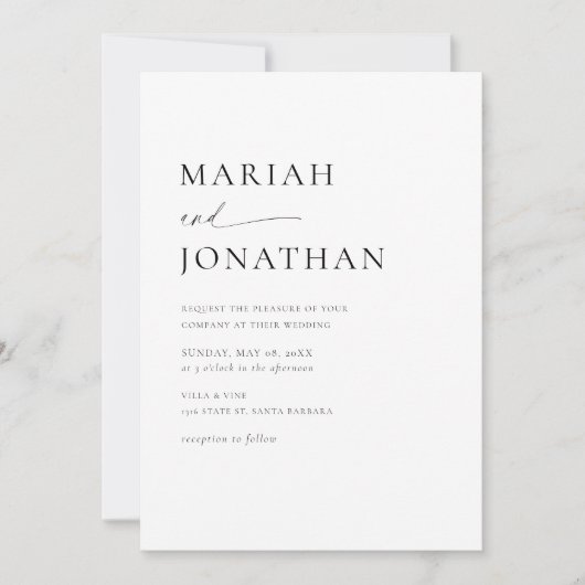 Elegant Modern Minimalist RSVP Photo Wedding 招待状 (正面)