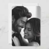 Elegant Modern Minimalist Script Black White Photo セーブザデート (裏面)