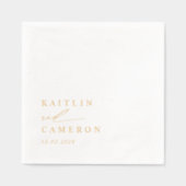 Elegant Modern Minimalist Simple Gold Wedding 箔ナプキン (正面)