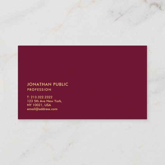 Elegant Modern Minimalist Template Gold Text 名刺 (裏面)