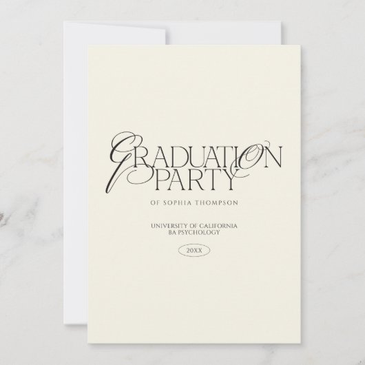Elegant Modern Minimalist Typography Graduation 招待状 (正面)