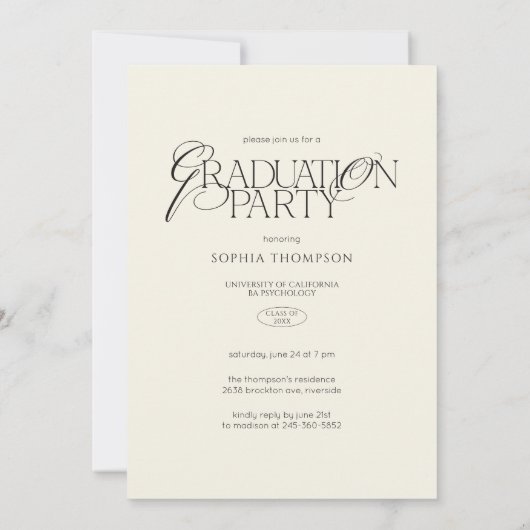 Elegant Modern Minimalist Typography Graduation 招待状 (裏面)