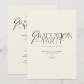 Elegant Modern Minimalist Typography Graduation 招待状 (正面/裏面)