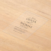 Elegant Modern Minimalist Typography Wedding アクリル招待状 (レイダウン)