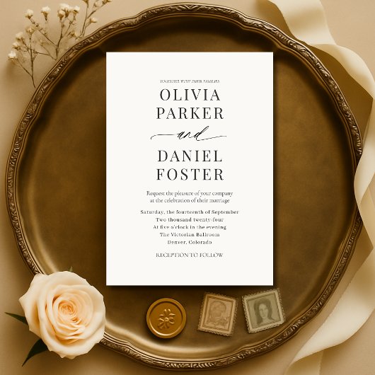 Elegant Modern Minimalist Wedding  招待状