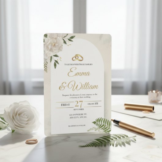 Elegant &Modern Minimalist Wedding Foil Invitation 箔招待状