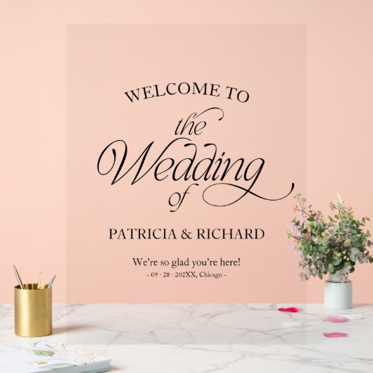 Elegant Modern Minimalist Wedding Welcome Sign アクリルサイン (ウェディング)