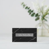 Elegant modern minimalistic Marmor Schwarz Weiß 名刺 (スタンド正面)