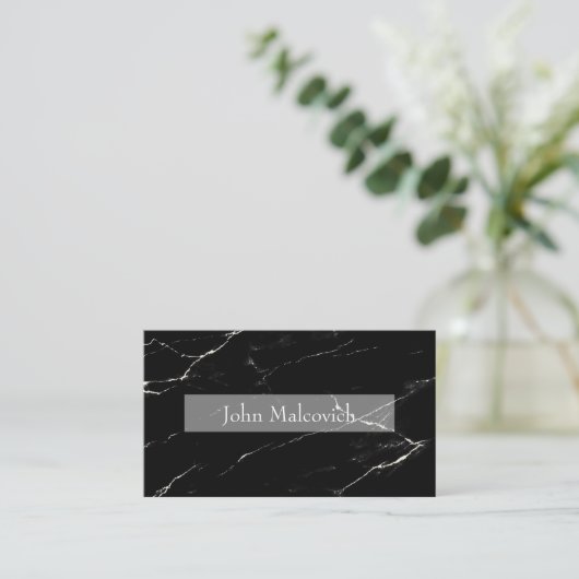 Elegant modern minimalistic Marmor Schwarz Weiß 名刺 (スタンド正面)