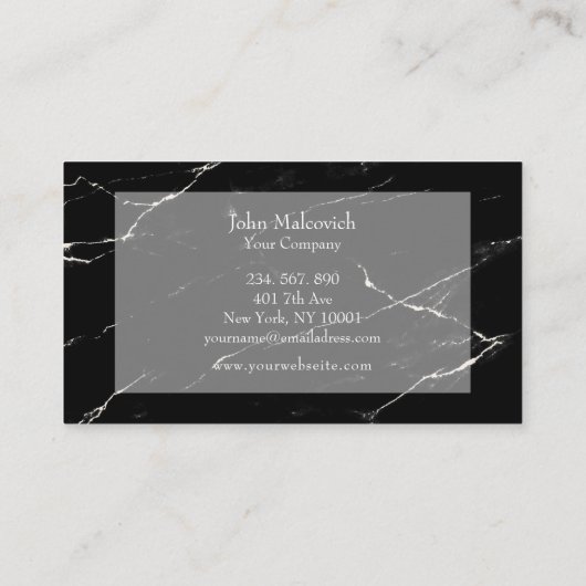 Elegant modern minimalistic Marmor Schwarz Weiß 名刺 (裏面)