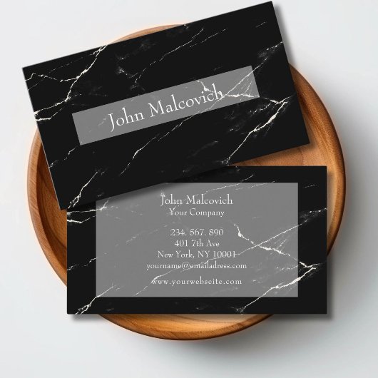 Elegant modern minimalistic Marmor Schwarz Weiß 名刺