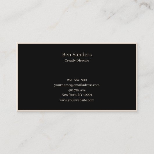 Elegant modern minimalistic Schwarz & Beige 名刺 (裏面)