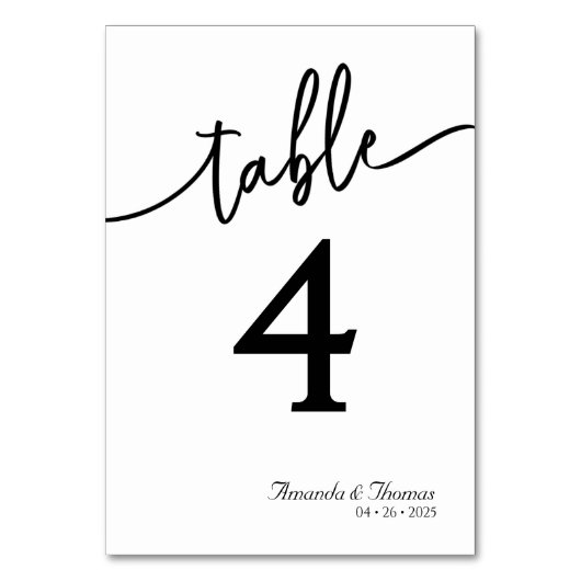 Elegant Modern Minimalistic Table Card テーブルナンバー (正面)