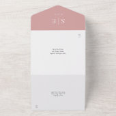 Elegant Modern Monogram Dusty Rose Wedding オールインワン招待状 (外側)