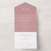 Elegant Modern Monogram Dusty Rose Wedding オールインワン招待状 (内側)