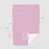 Elegant Modern Monogram Initials Name Pink White ゴルフタオル (インサイチュ)