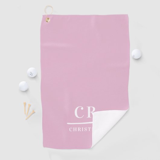 Elegant Modern Monogram Initials Name Pink White ゴルフタオル (インサイチュ)